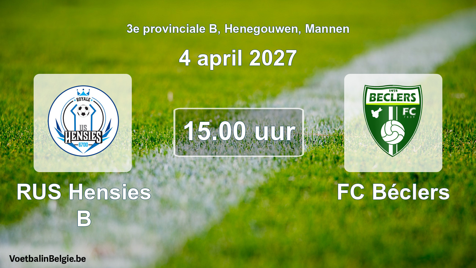 Geplande wedstrijd mannenvoetbal: RUS Hensies B - FC Béclers (4 april 2027)