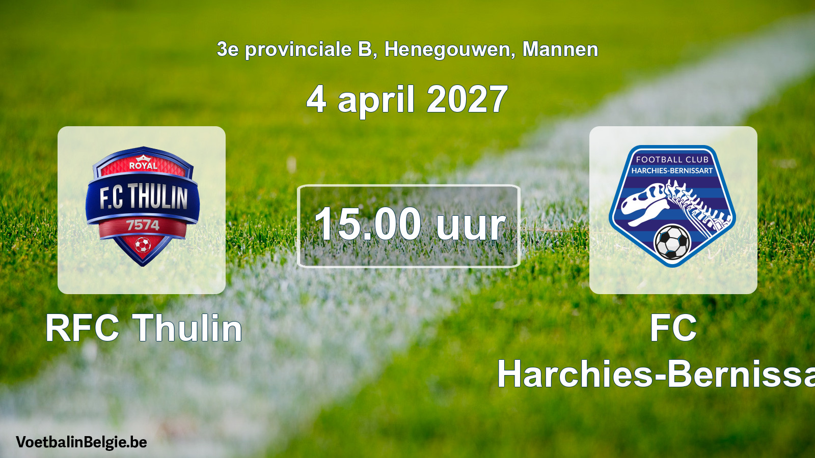 Geplande wedstrijd mannenvoetbal: RFC Thulin - FC Harchies-Bernissart (4 april 2027)