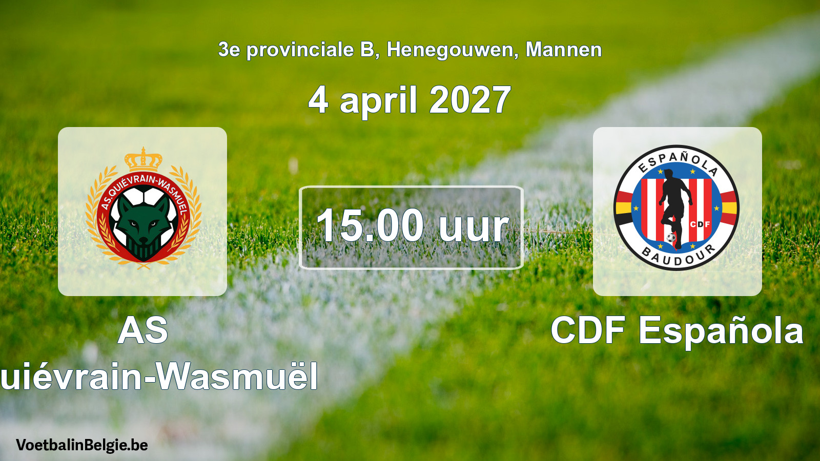 Geplande wedstrijd mannenvoetbal: AS Quiévrain-Wasmuël - CDF Española (4 april 2027)