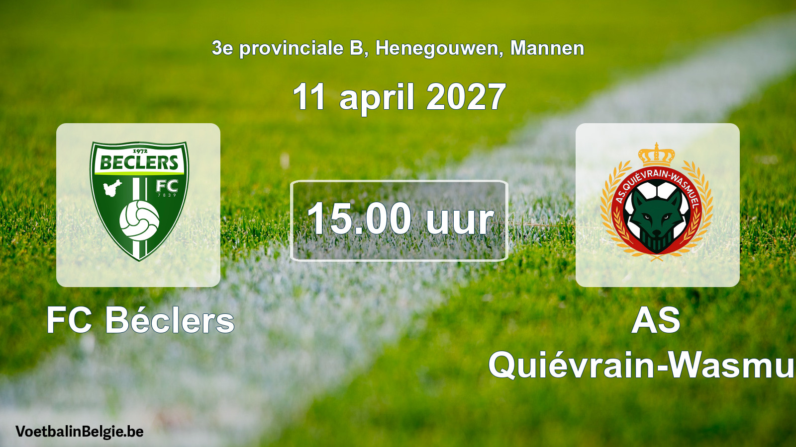 Geplande wedstrijd mannenvoetbal: FC Béclers - AS Quiévrain-Wasmuël (11 april 2027)