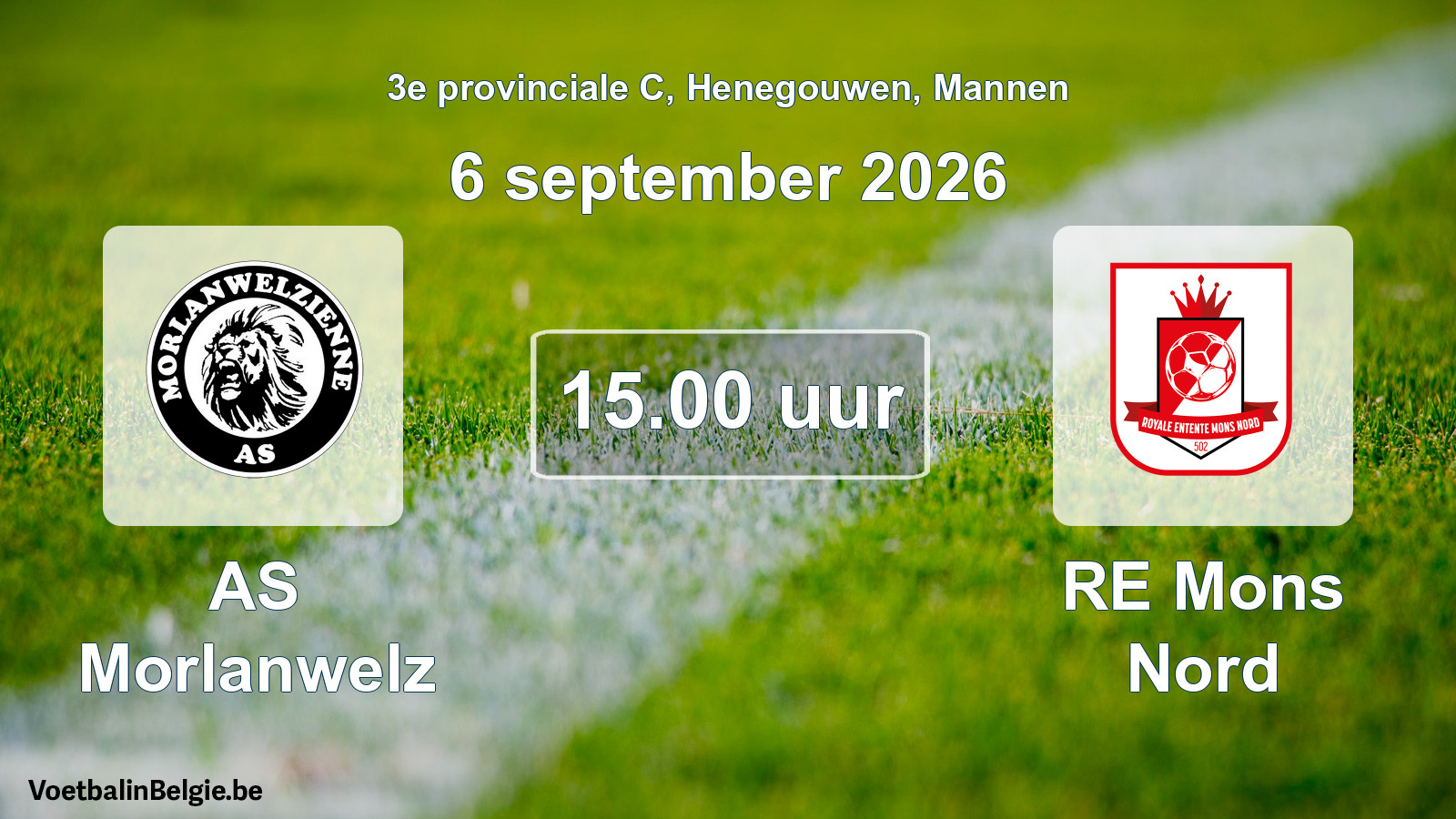 Geplande wedstrijd mannenvoetbal: AS Morlanwelz - RE Mons Nord (6 september 2026)