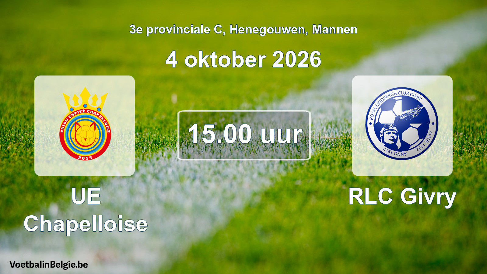 Geplande wedstrijd mannenvoetbal: UE Chapelloise - RLC Givry (4 oktober 2026)