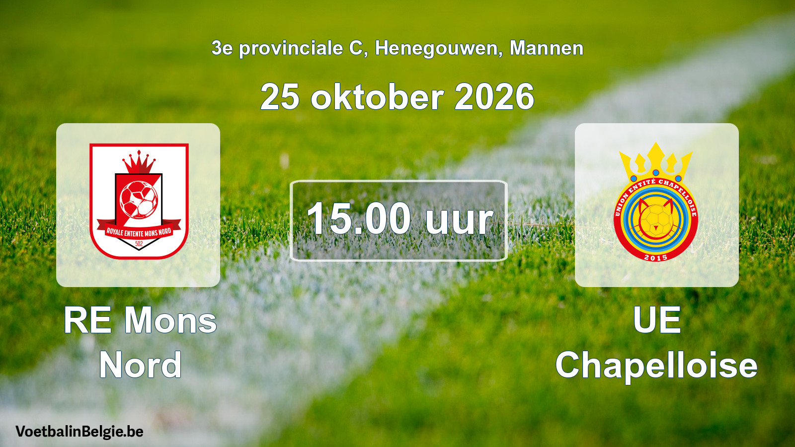 Geplande wedstrijd mannenvoetbal: RE Mons Nord - UE Chapelloise (25 oktober 2026)