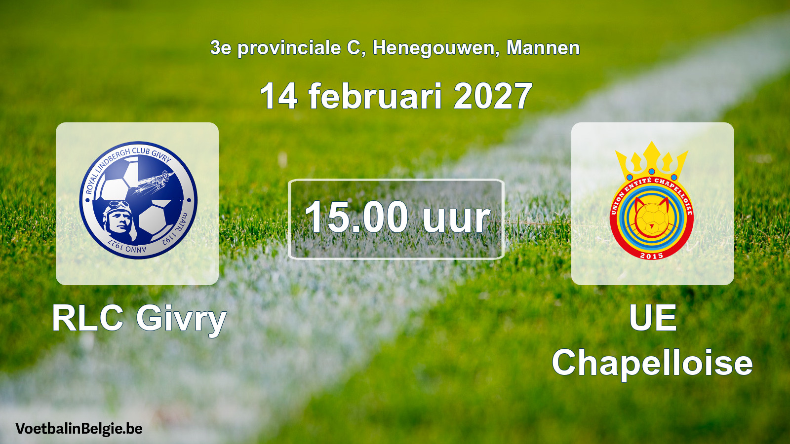 Geplande wedstrijd mannenvoetbal: RLC Givry - UE Chapelloise (14 februari 2027)