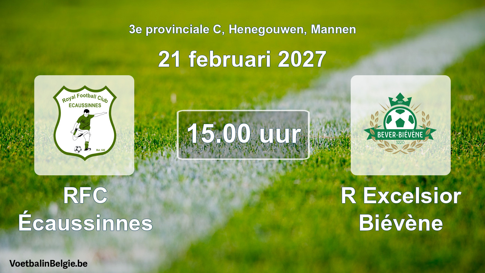 Geplande wedstrijd mannenvoetbal: RFC Écaussinnes - R Excelsior Biévène (21 februari 2027)