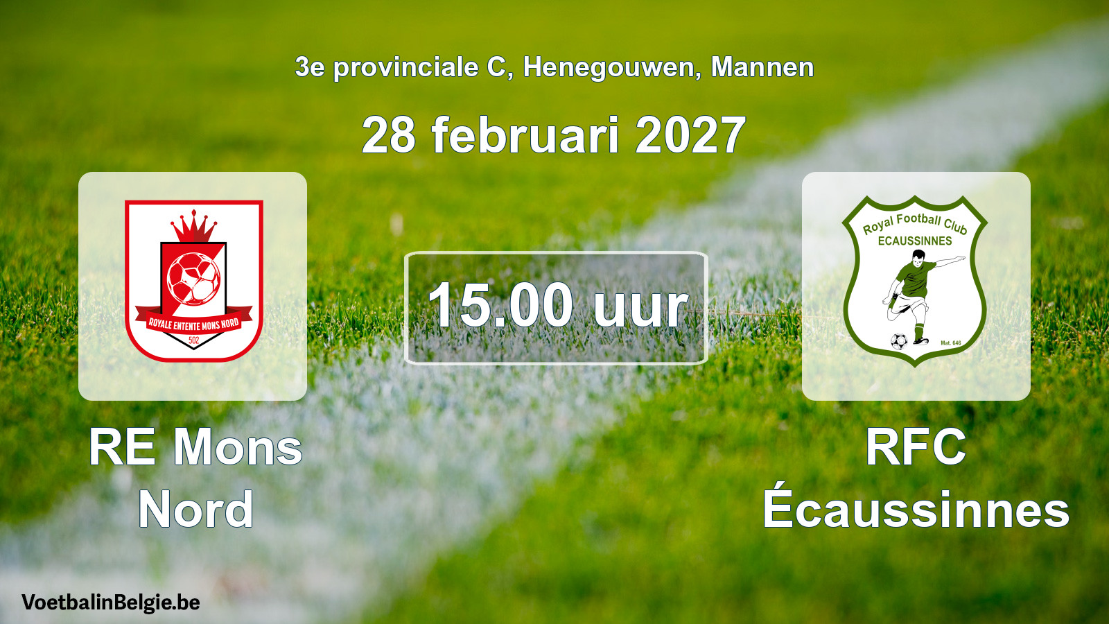 Geplande wedstrijd mannenvoetbal: RE Mons Nord - RFC Écaussinnes (28 februari 2027)