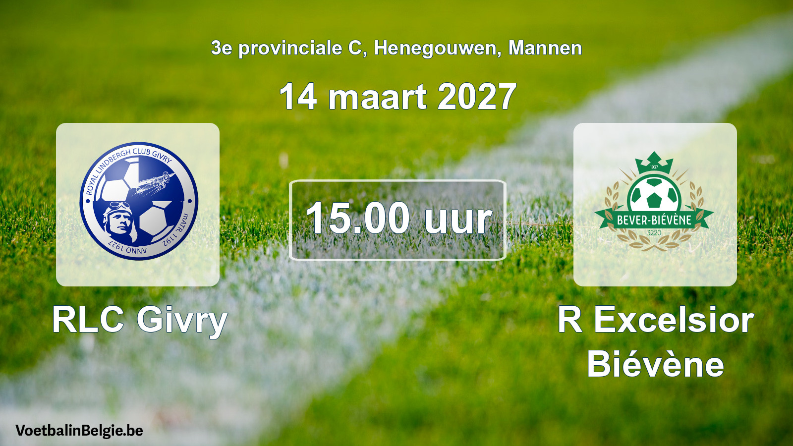 Geplande wedstrijd mannenvoetbal: RLC Givry - R Excelsior Biévène (14 maart 2027)