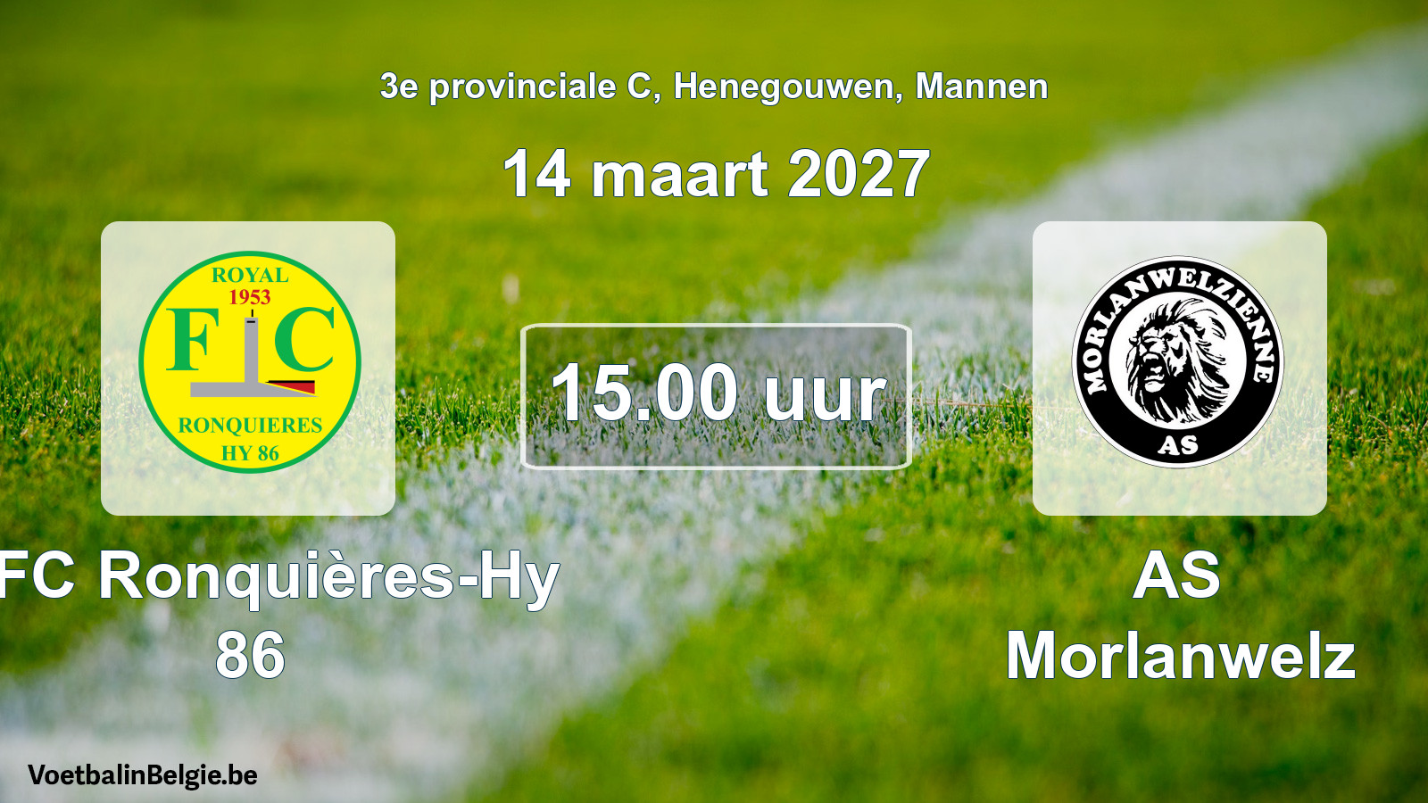 Geplande wedstrijd mannenvoetbal: RFC Ronquières-Hy 86 - AS Morlanwelz (14 maart 2027)
