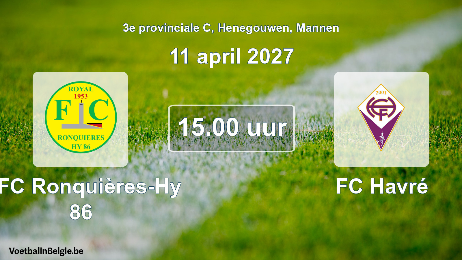 Geplande wedstrijd mannenvoetbal: RFC Ronquières-Hy 86 - FC Havré (11 april 2027)