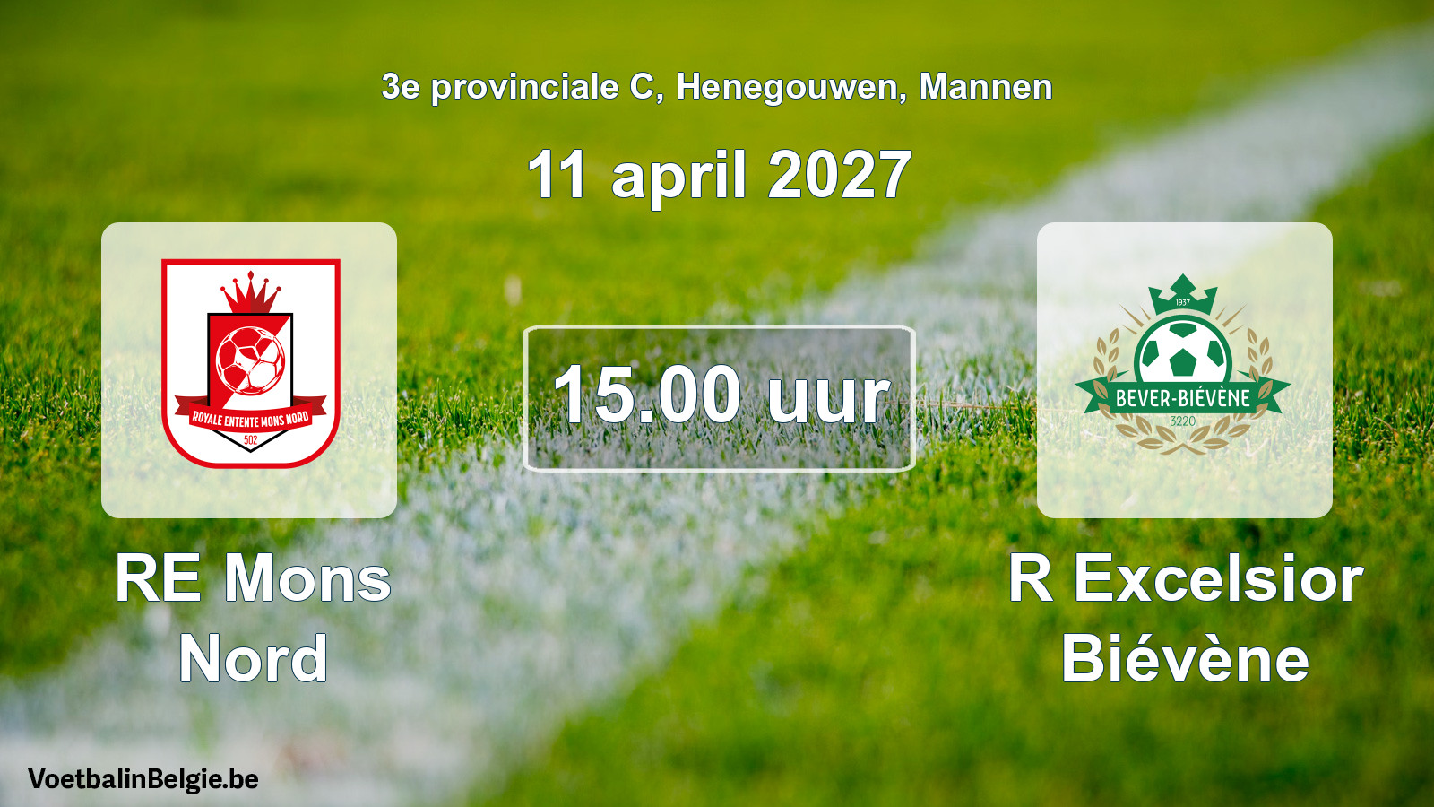 Geplande wedstrijd mannenvoetbal: RE Mons Nord - R Excelsior Biévène (11 april 2027)