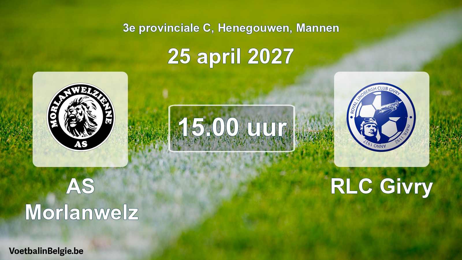 Geplande wedstrijd mannenvoetbal: AS Morlanwelz - RLC Givry (25 april 2027)