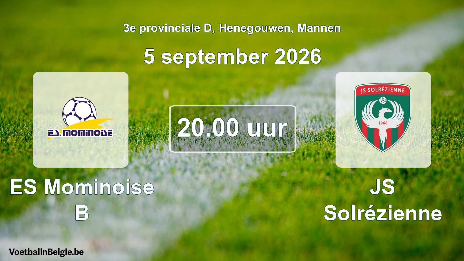 Geplande wedstrijd mannenvoetbal: ES Mominoise B - JS Solrézienne (5 september 2026)