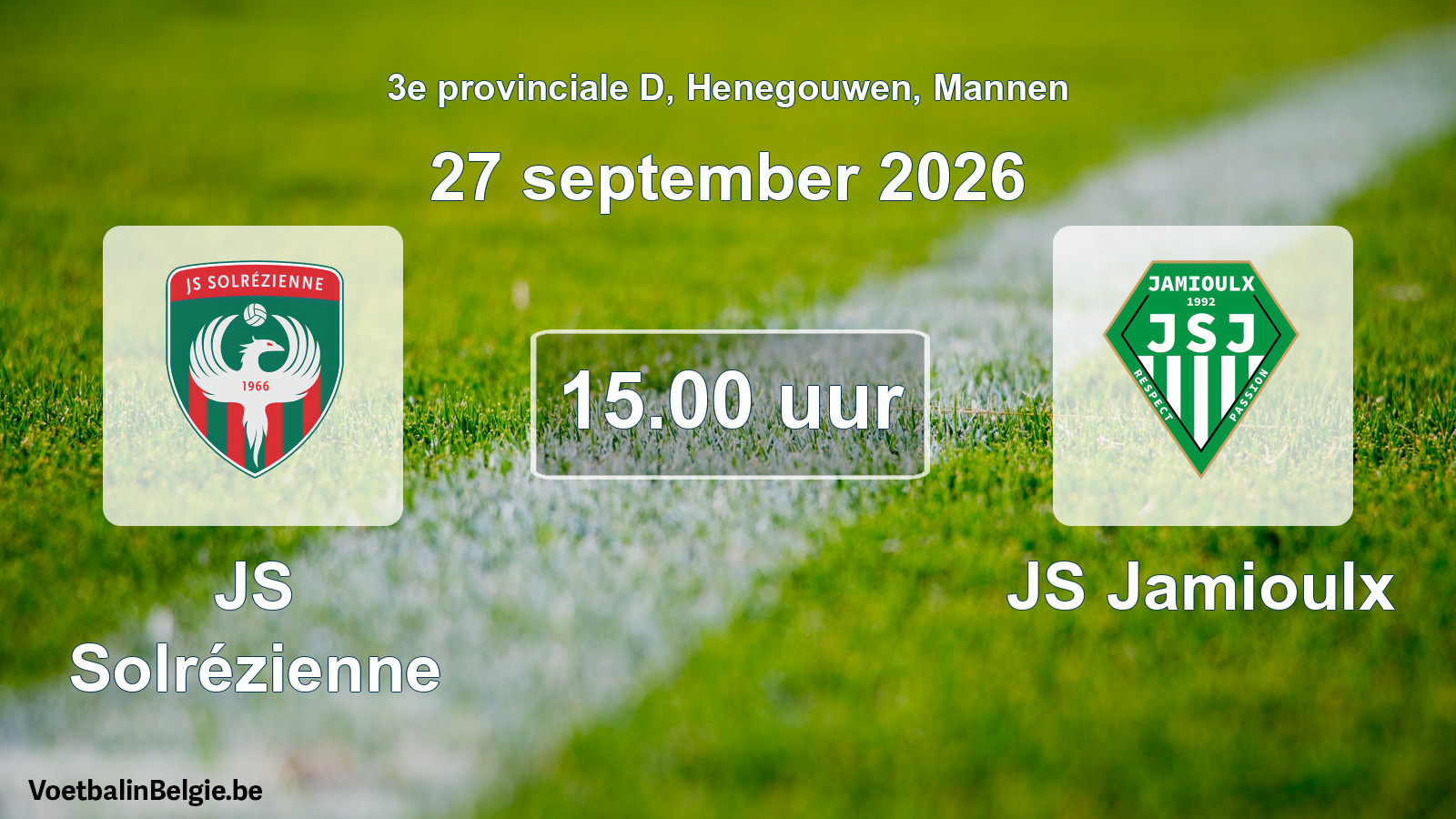 Geplande wedstrijd mannenvoetbal: JS Solrézienne - JS Jamioulx (27 september 2026)