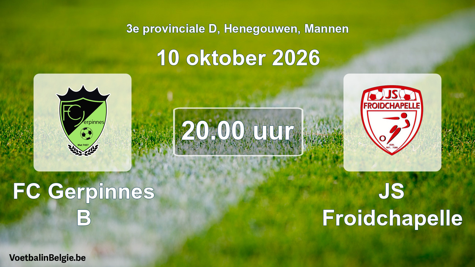 Geplande wedstrijd mannenvoetbal: FC Gerpinnes B - JS Froidchapelle (10 oktober 2026)