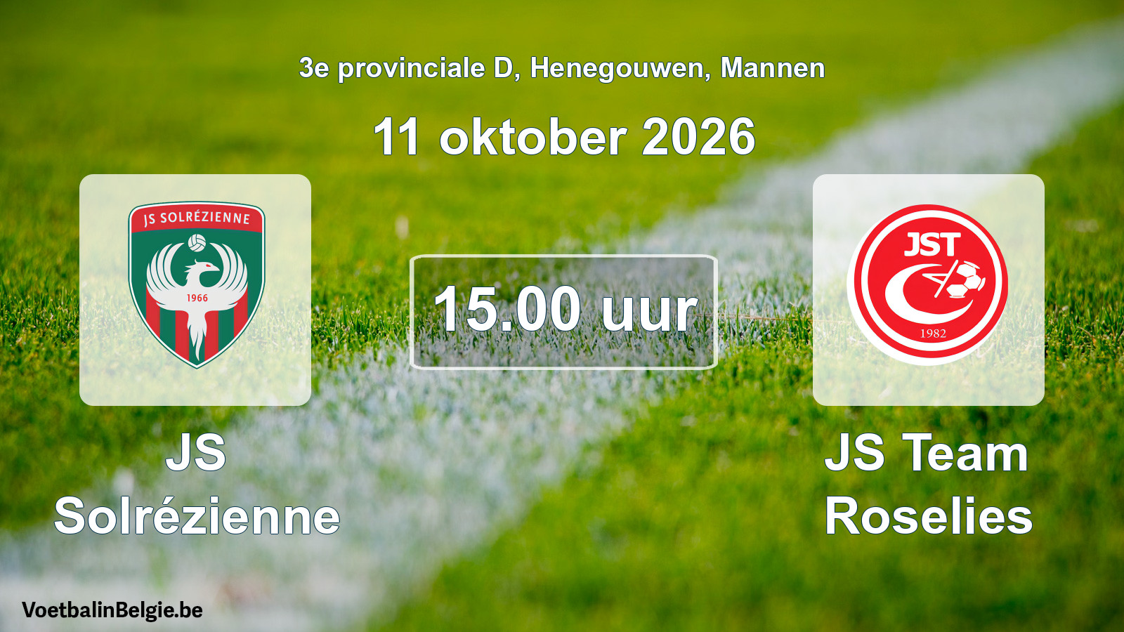 Geplande wedstrijd mannenvoetbal: JS Solrézienne - JS Team Roselies (11 oktober 2026)