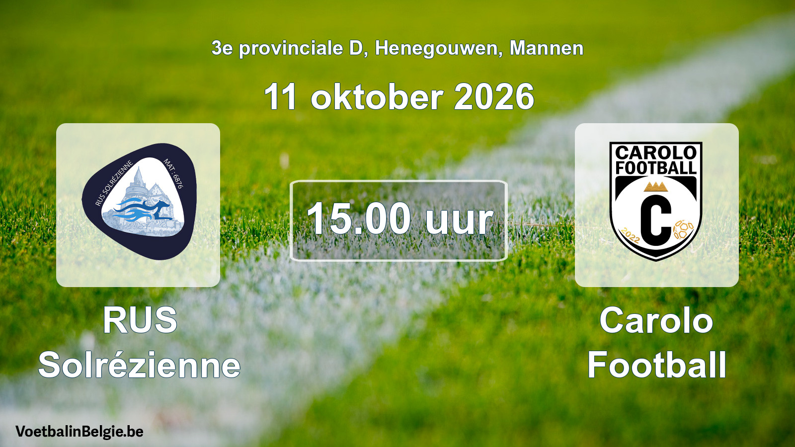 Geplande wedstrijd mannenvoetbal: RUS Solrézienne - Carolo Football (11 oktober 2026)