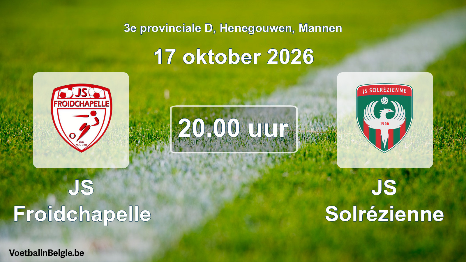 Geplande wedstrijd mannenvoetbal: JS Froidchapelle - JS Solrézienne (17 oktober 2026)