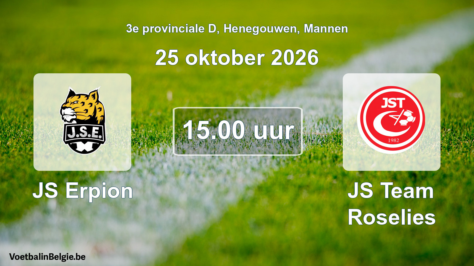 Geplande wedstrijd mannenvoetbal: JS Erpion - JS Team Roselies (25 oktober 2026)