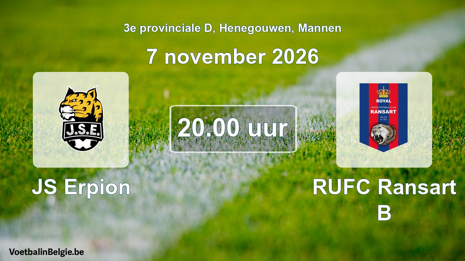 Geplande wedstrijd mannenvoetbal: JS Erpion - RUFC Ransart B (7 november 2026)