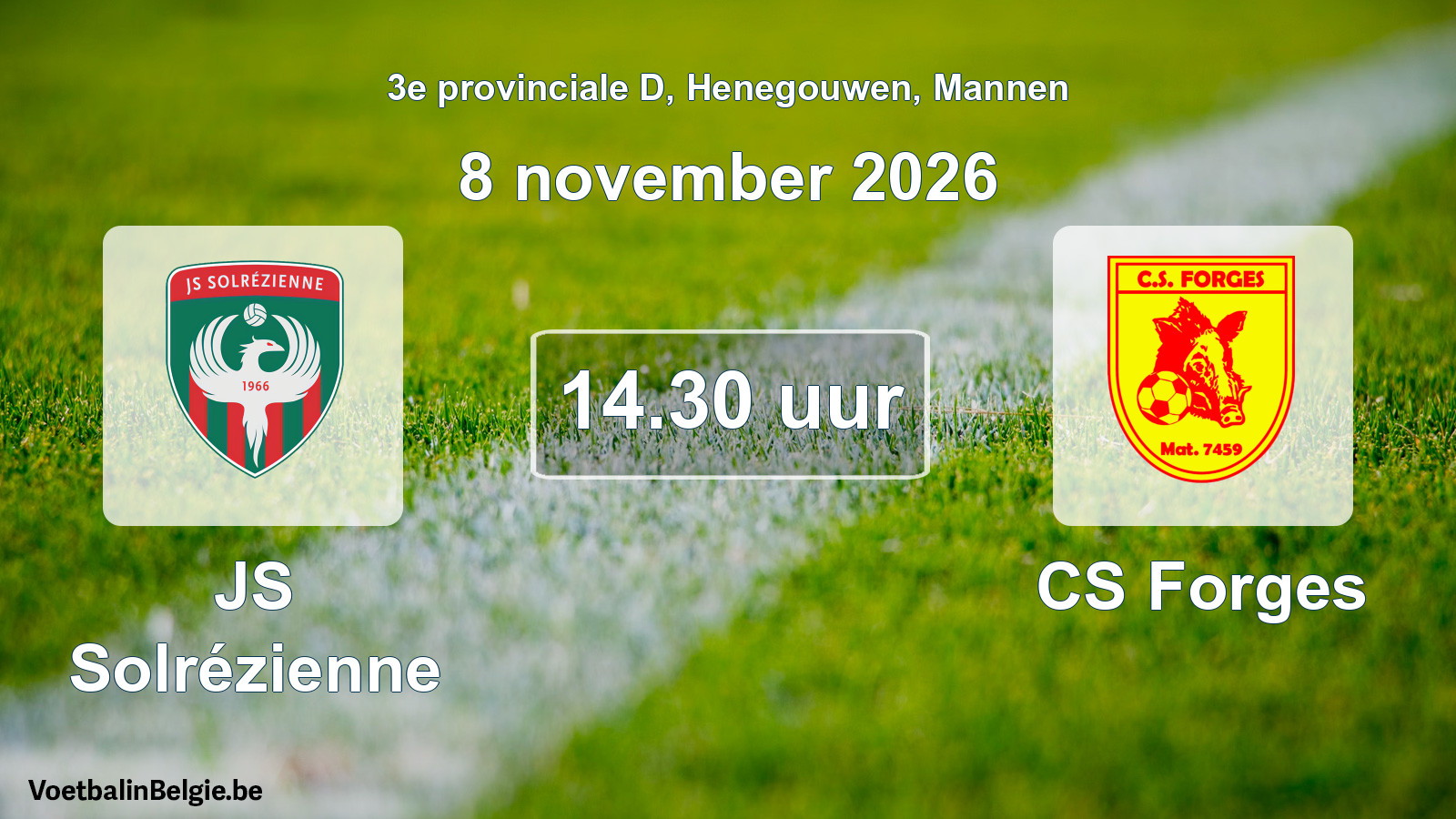 Scheduled match men football: JS Solrézienne - CS Forges (8 November 2026)
