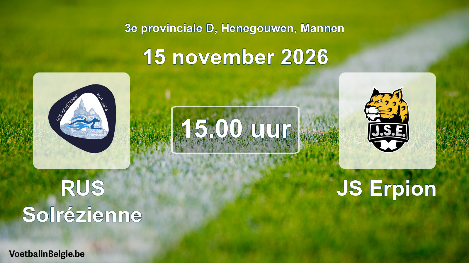 Geplande wedstrijd mannenvoetbal: RUS Solrézienne - JS Erpion (15 november 2026)