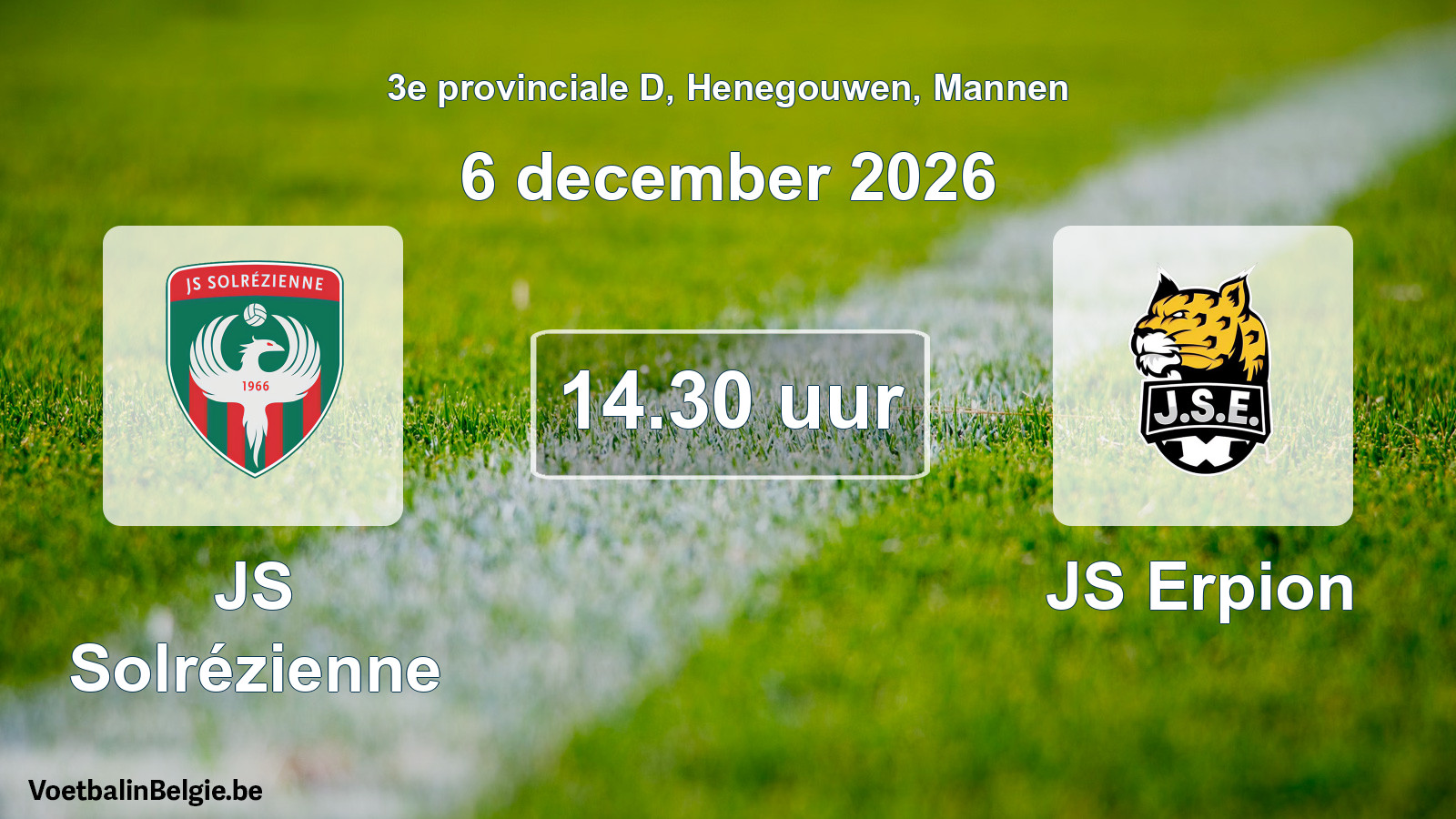 Match prévu football hommes: JS Solrézienne - JS Erpion (6 décembre 2026)