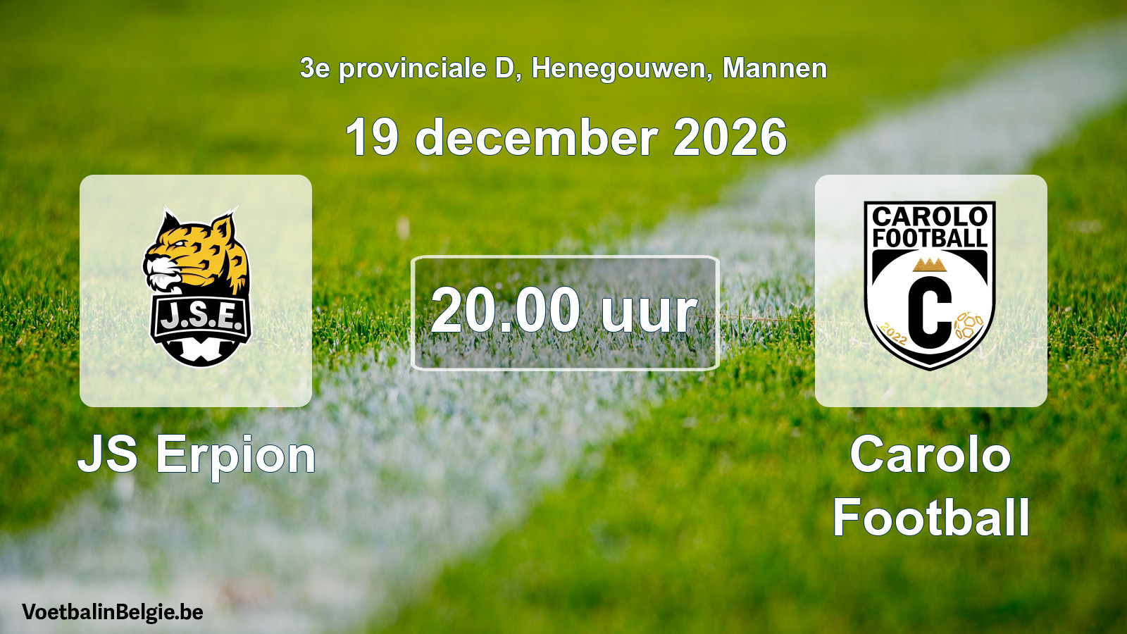 Geplande wedstrijd mannenvoetbal: JS Erpion - Carolo Football (19 december 2026)