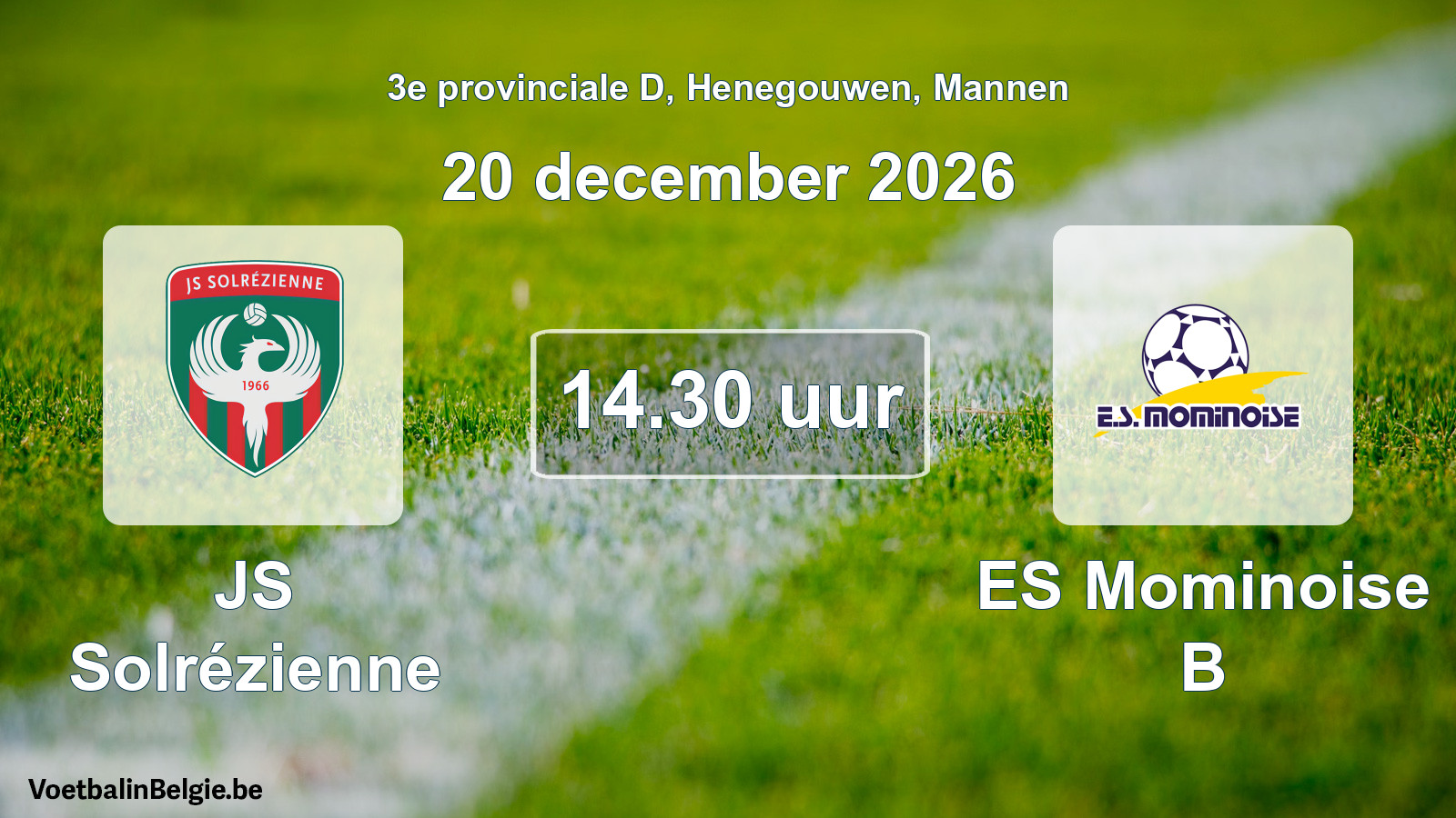 Scheduled match men football: JS Solrézienne - ES Mominoise B (20 December 2026)
