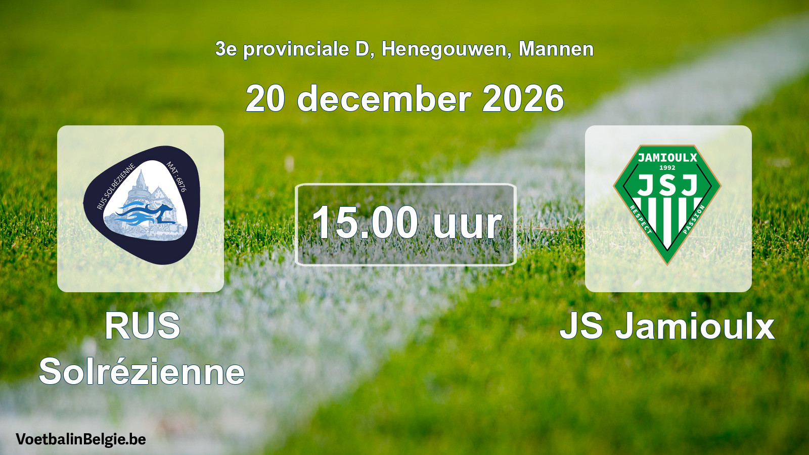 Geplande wedstrijd mannenvoetbal: RUS Solrézienne - JS Jamioulx (20 december 2026)