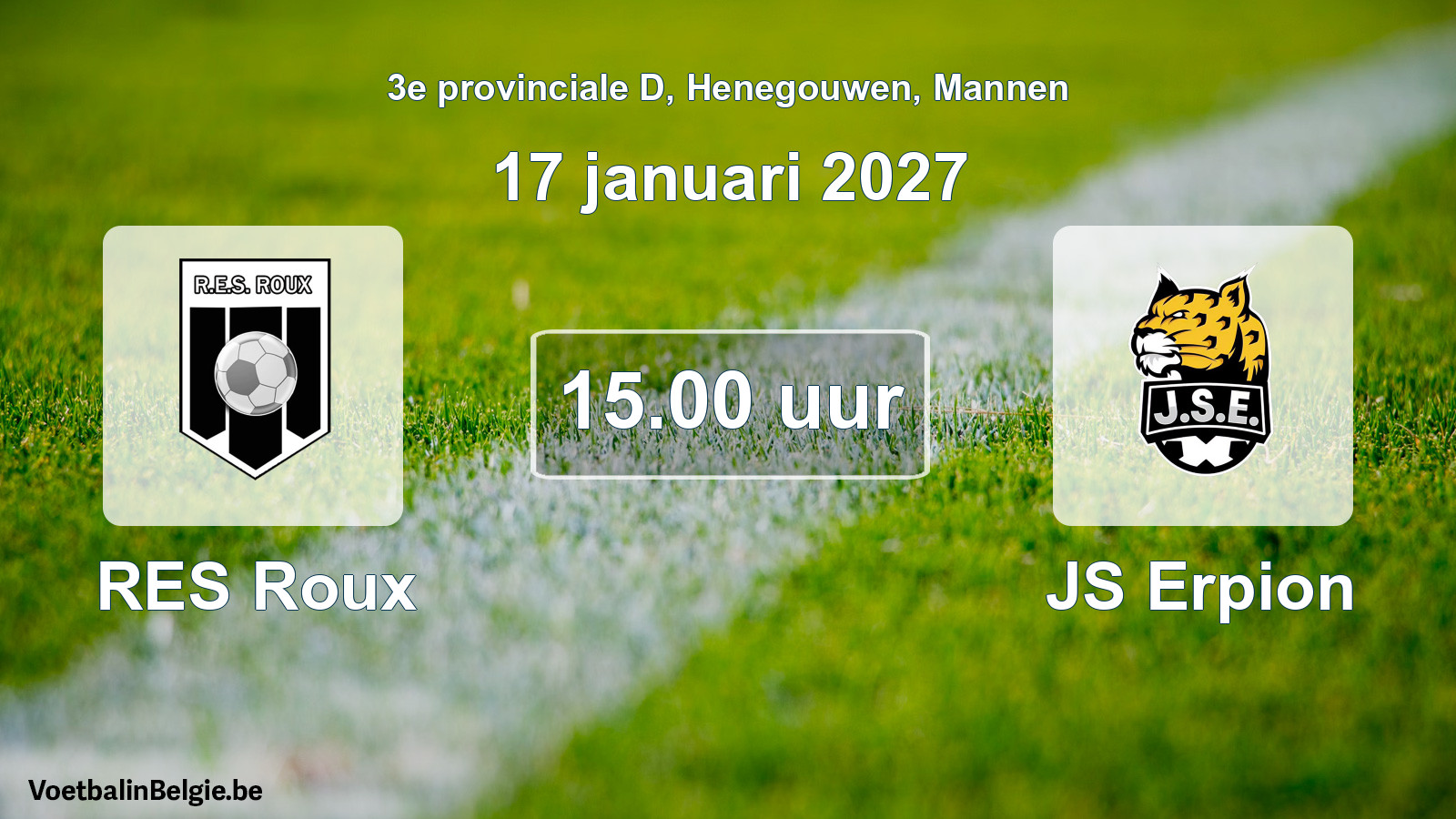 Geplande wedstrijd mannenvoetbal: RES Roux - JS Erpion (17 januari 2027)