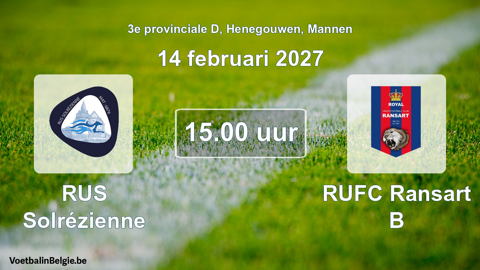 Geplande wedstrijd mannenvoetbal: RUS Solrézienne - RUFC Ransart B (14 februari 2027)