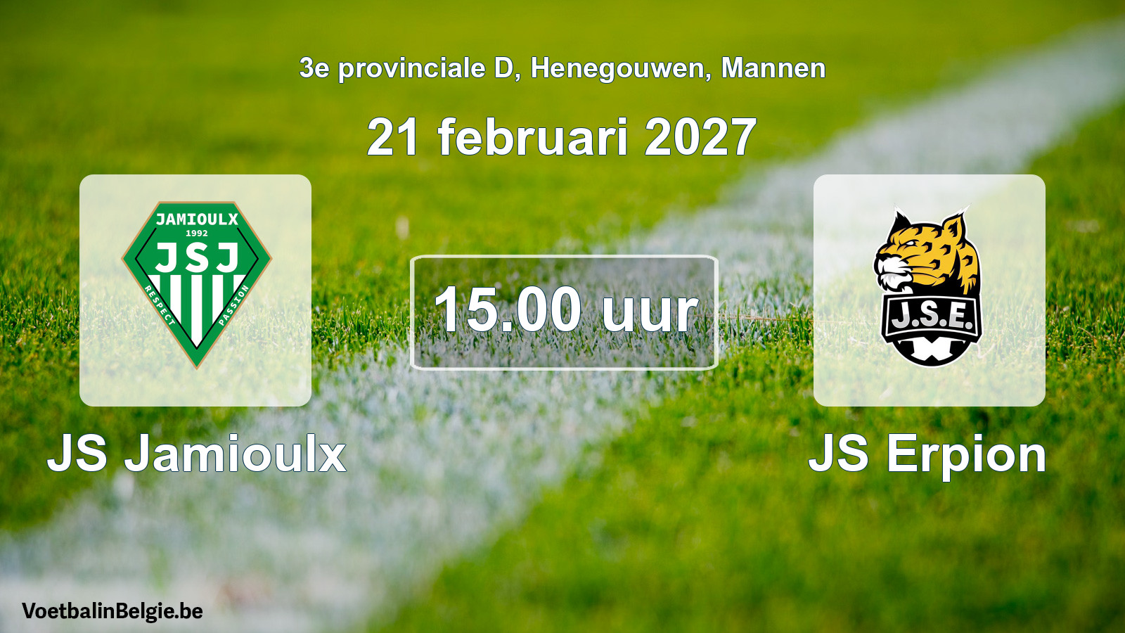 Geplande wedstrijd mannenvoetbal: JS Jamioulx - JS Erpion (21 februari 2027)