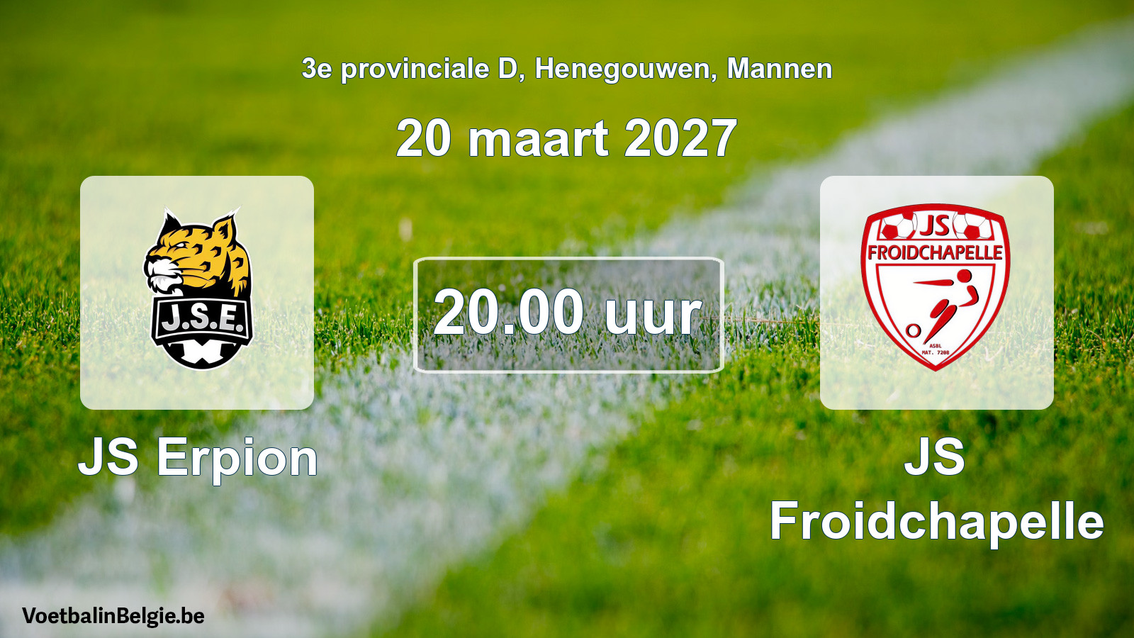 Geplande wedstrijd mannenvoetbal: JS Erpion - JS Froidchapelle (20 maart 2027)
