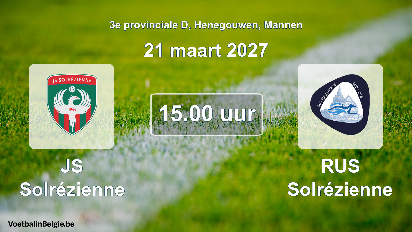 Geplande wedstrijd mannenvoetbal: JS Solrézienne - RUS Solrézienne (21 maart 2027)