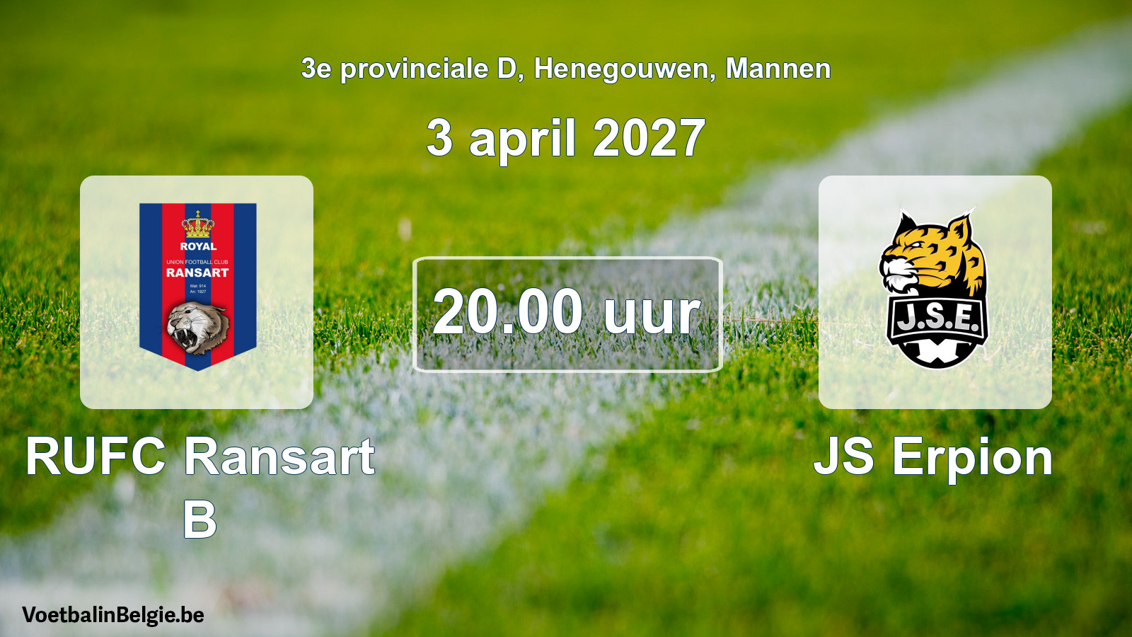 Geplande wedstrijd mannenvoetbal: RUFC Ransart B - JS Erpion (3 april 2027)
