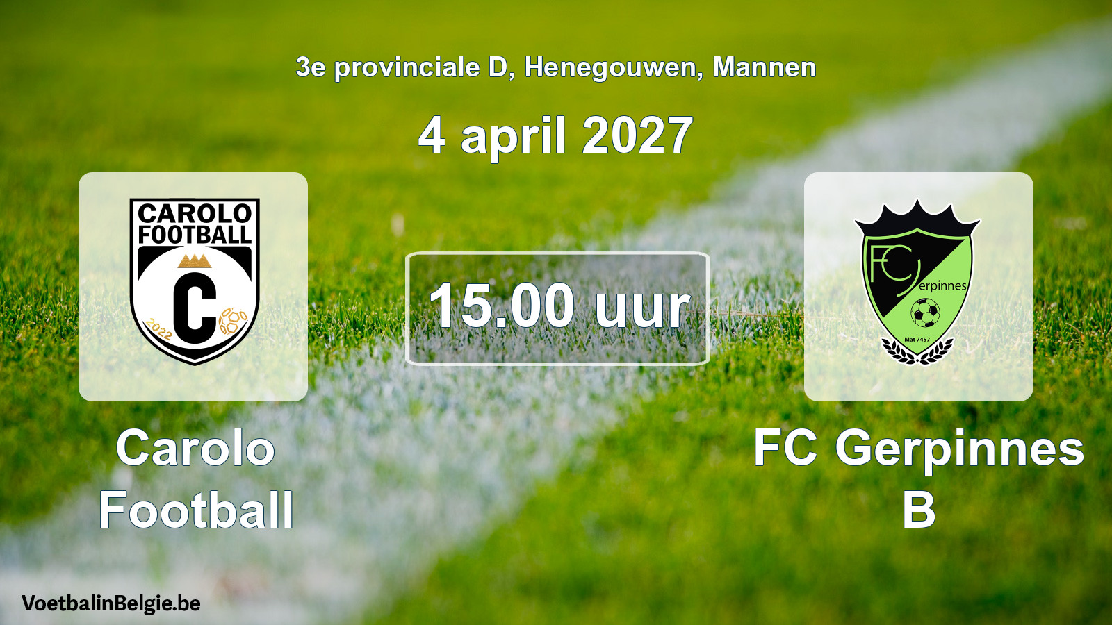 Geplande wedstrijd mannenvoetbal: Carolo Football - FC Gerpinnes B (4 april 2027)
