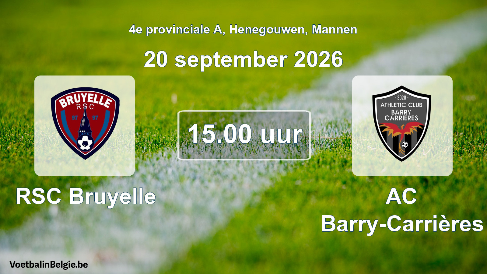 Geplande wedstrijd mannenvoetbal: RSC Bruyelle - AC Barry-Carrières (20 september 2026)