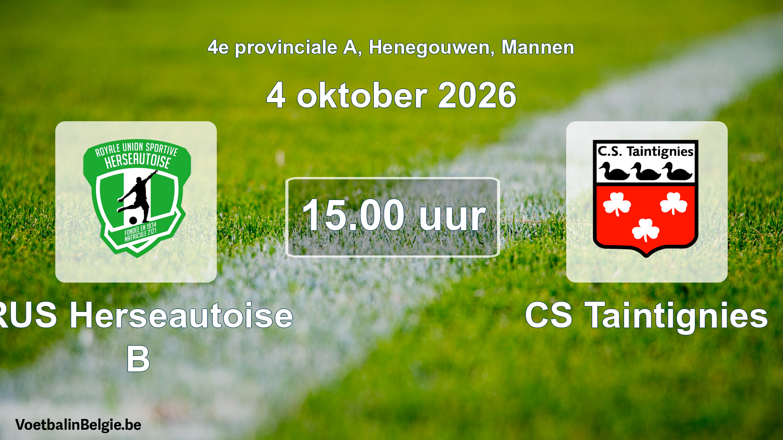 Geplande wedstrijd mannenvoetbal: RUS Herseautoise B - CS Taintignies (4 oktober 2026)