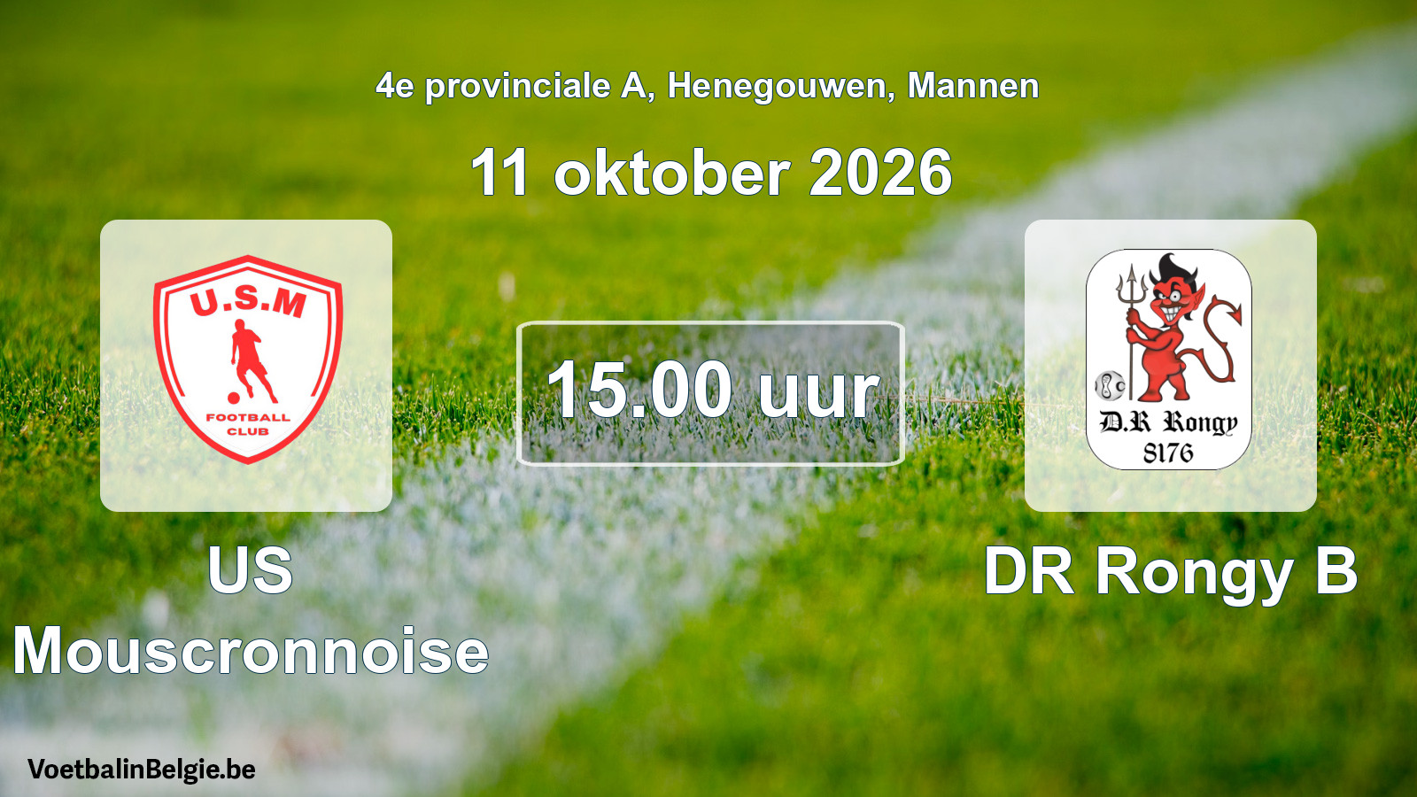 Geplande wedstrijd mannenvoetbal: US Mouscronnoise - DR Rongy B (11 oktober 2026)