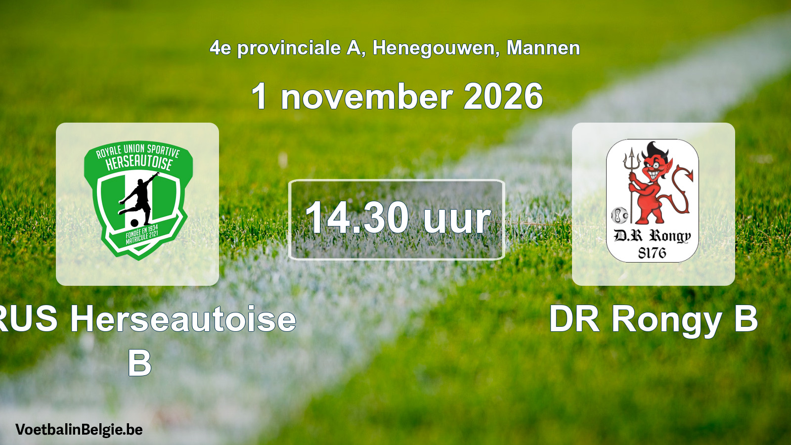 Geplande wedstrijd mannenvoetbal: RUS Herseautoise B - DR Rongy B (1 november 2026)