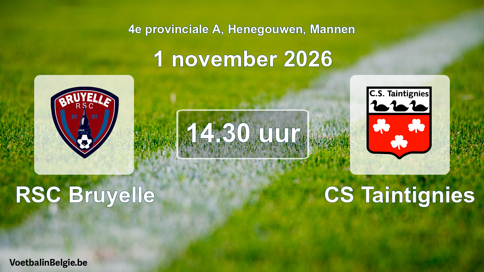 Geplande wedstrijd mannenvoetbal: RSC Bruyelle - CS Taintignies (1 november 2026)