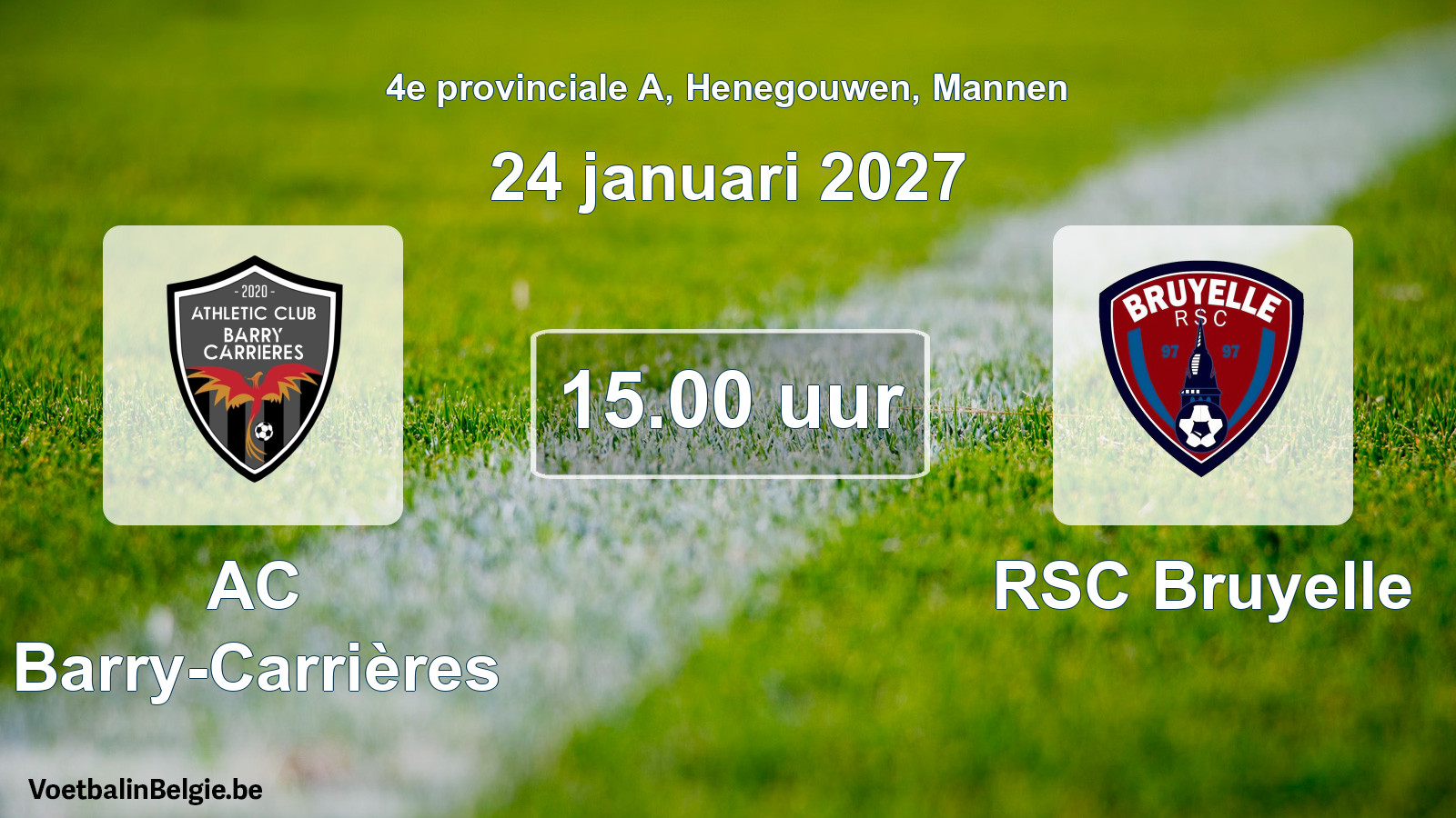 Geplande wedstrijd mannenvoetbal: AC Barry-Carrières - RSC Bruyelle (24 januari 2027)