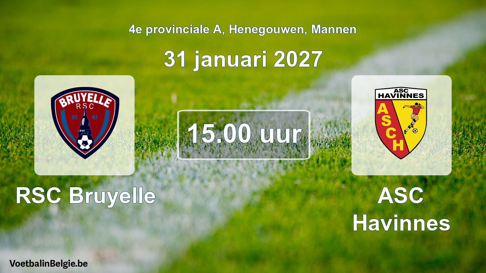 Geplande wedstrijd mannenvoetbal: RSC Bruyelle - ASC Havinnes (31 januari 2027)