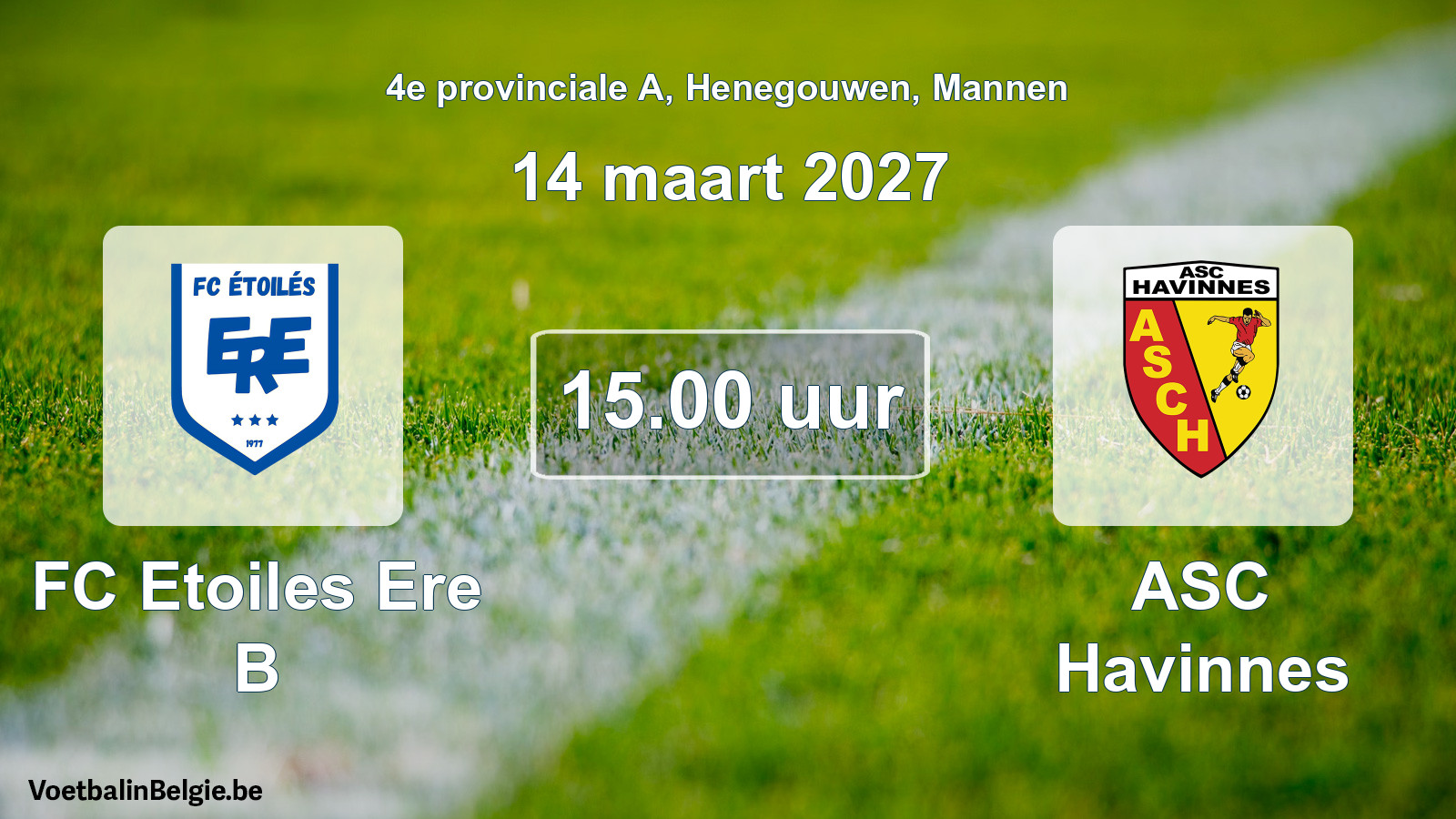 Geplande wedstrijd mannenvoetbal: FC Etoiles Ere B - ASC Havinnes (14 maart 2027)