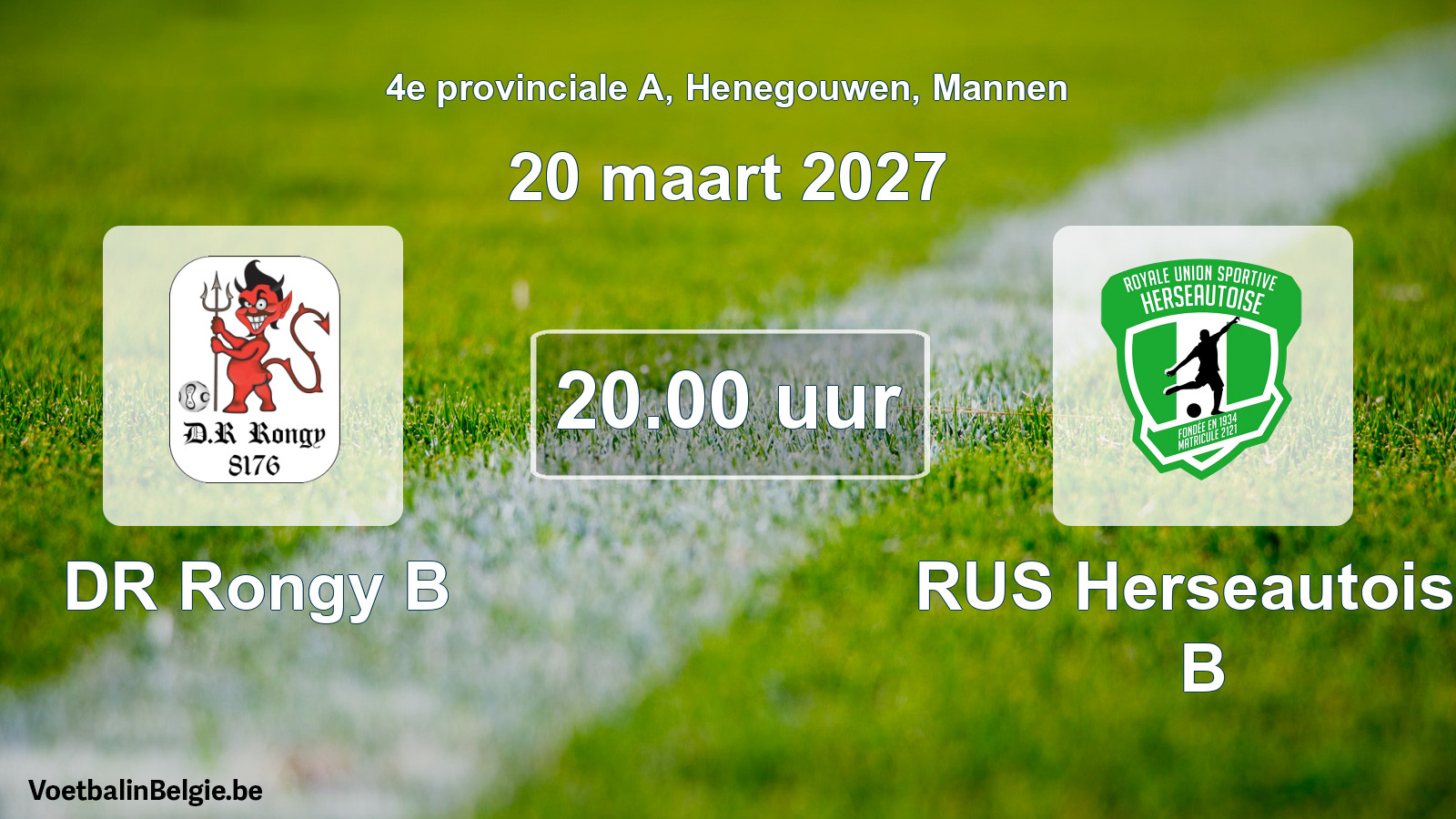 Geplande wedstrijd mannenvoetbal: DR Rongy B - RUS Herseautoise B (20 maart 2027)