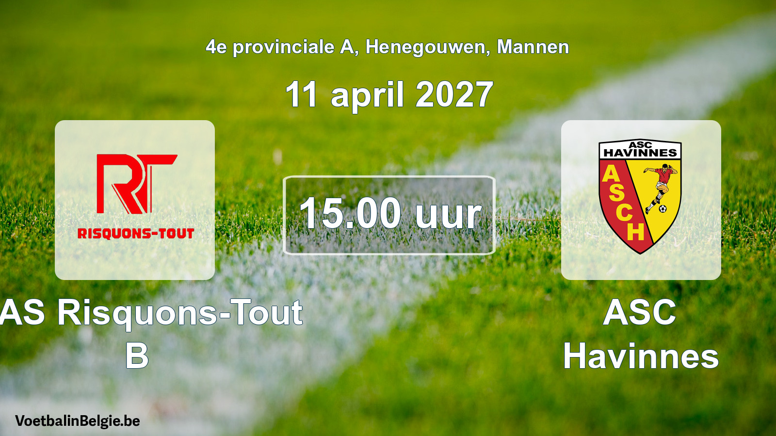 Geplande wedstrijd mannenvoetbal: RAS Risquons-Tout B - ASC Havinnes (11 april 2027)