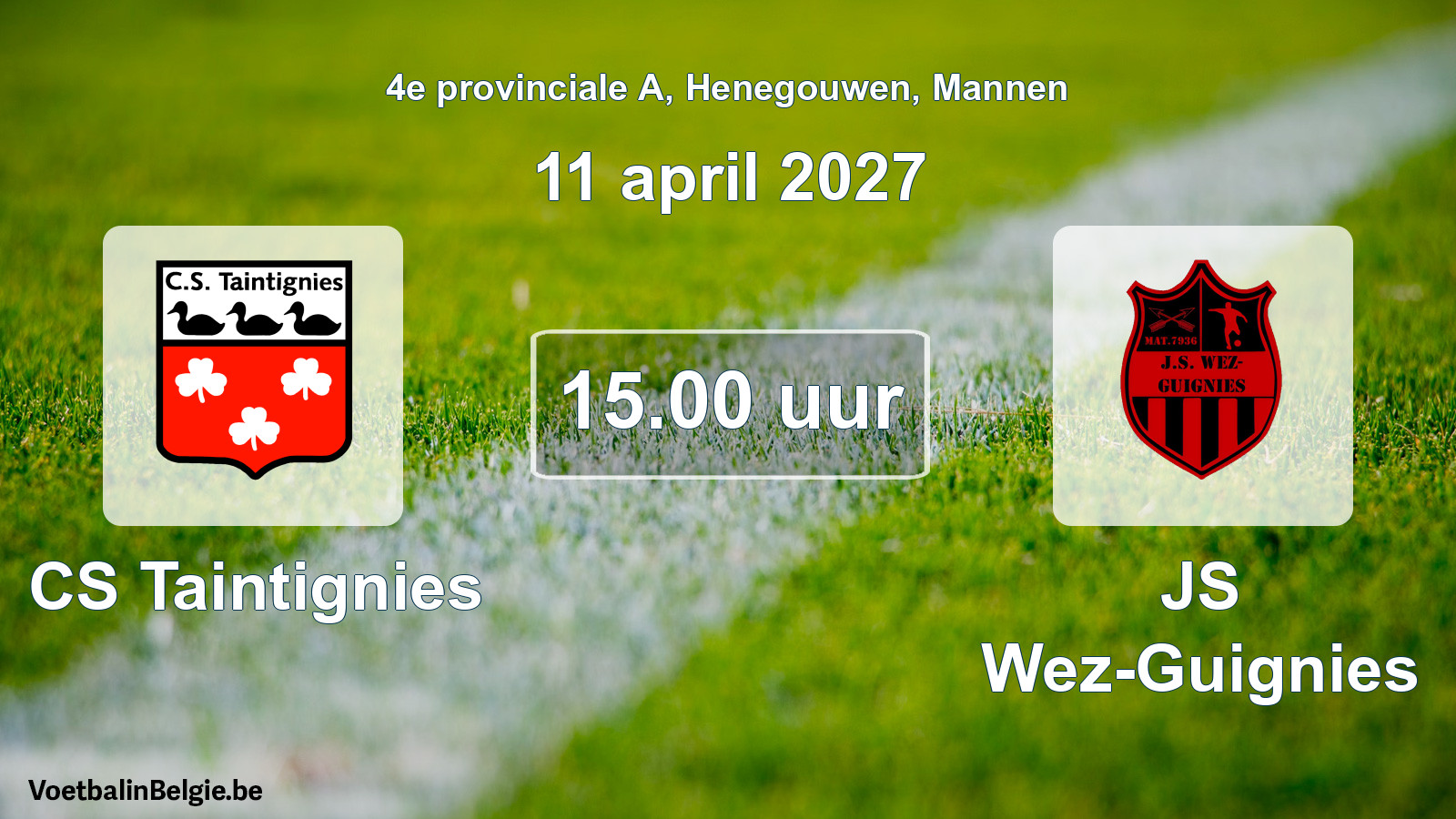 Geplande wedstrijd mannenvoetbal: CS Taintignies - JS Wez-Guignies (11 april 2027)