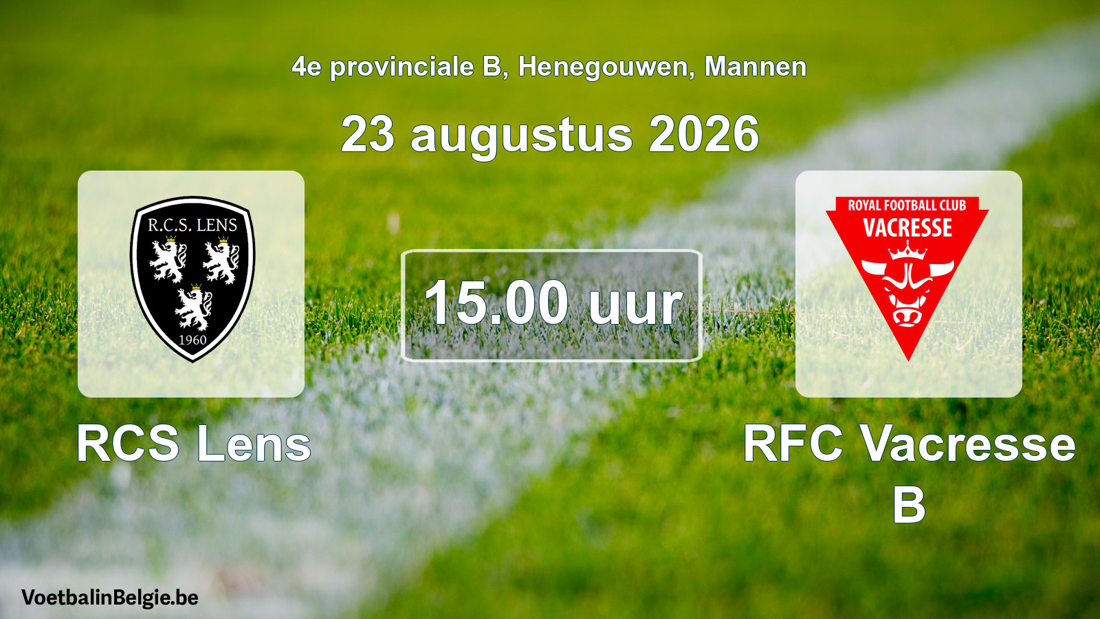 Scheduled match men football: RCS Lens - RFC Vacresse B (23 August 2026)