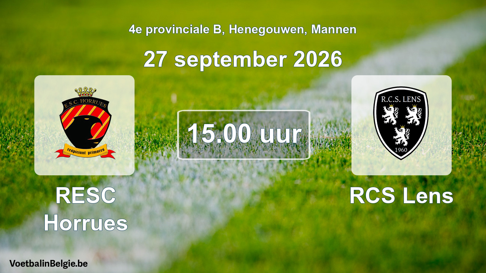 Geplande wedstrijd mannenvoetbal: RESC Horrues - RCS Lens (27 september 2026)