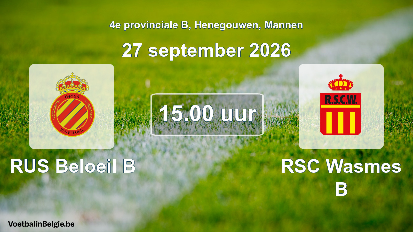 Geplande wedstrijd mannenvoetbal: RUS Beloeil B - RSC Wasmes B (27 september 2026)